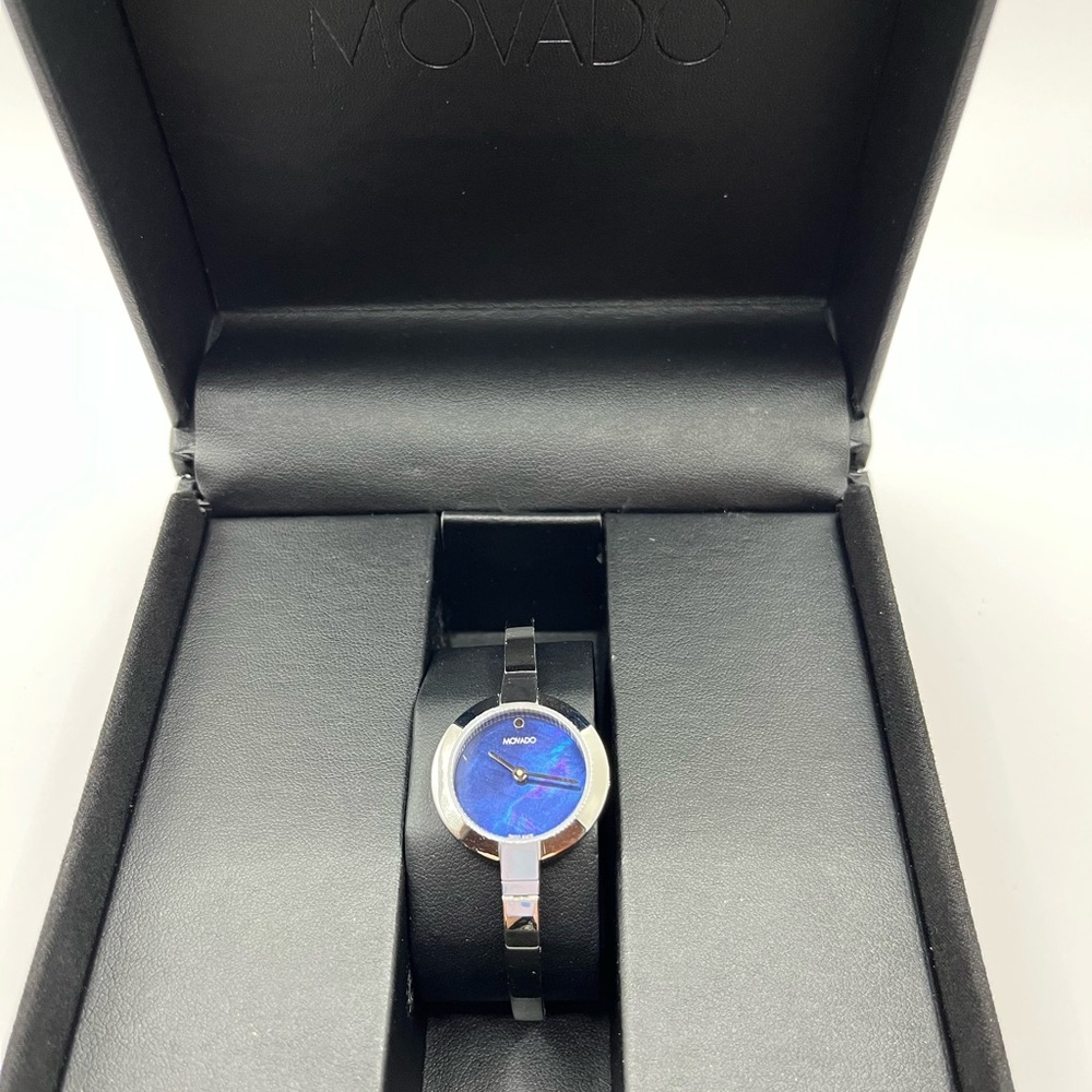Movado Ela Bangle Watch, Blue Mother Of Pearl Dial - Picture 4 of 9